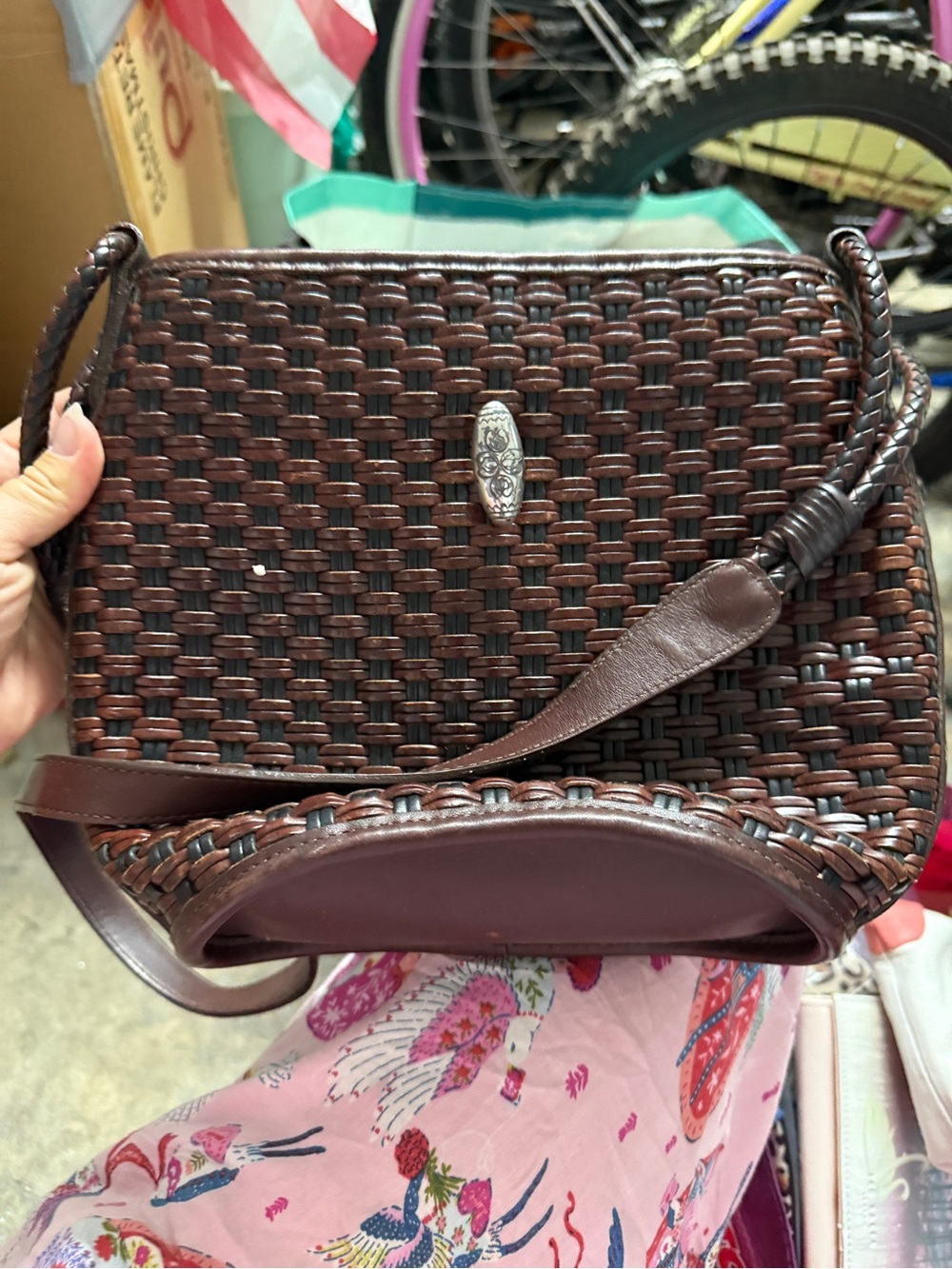 Brighton Dark Brown Woven Shoulder Bag